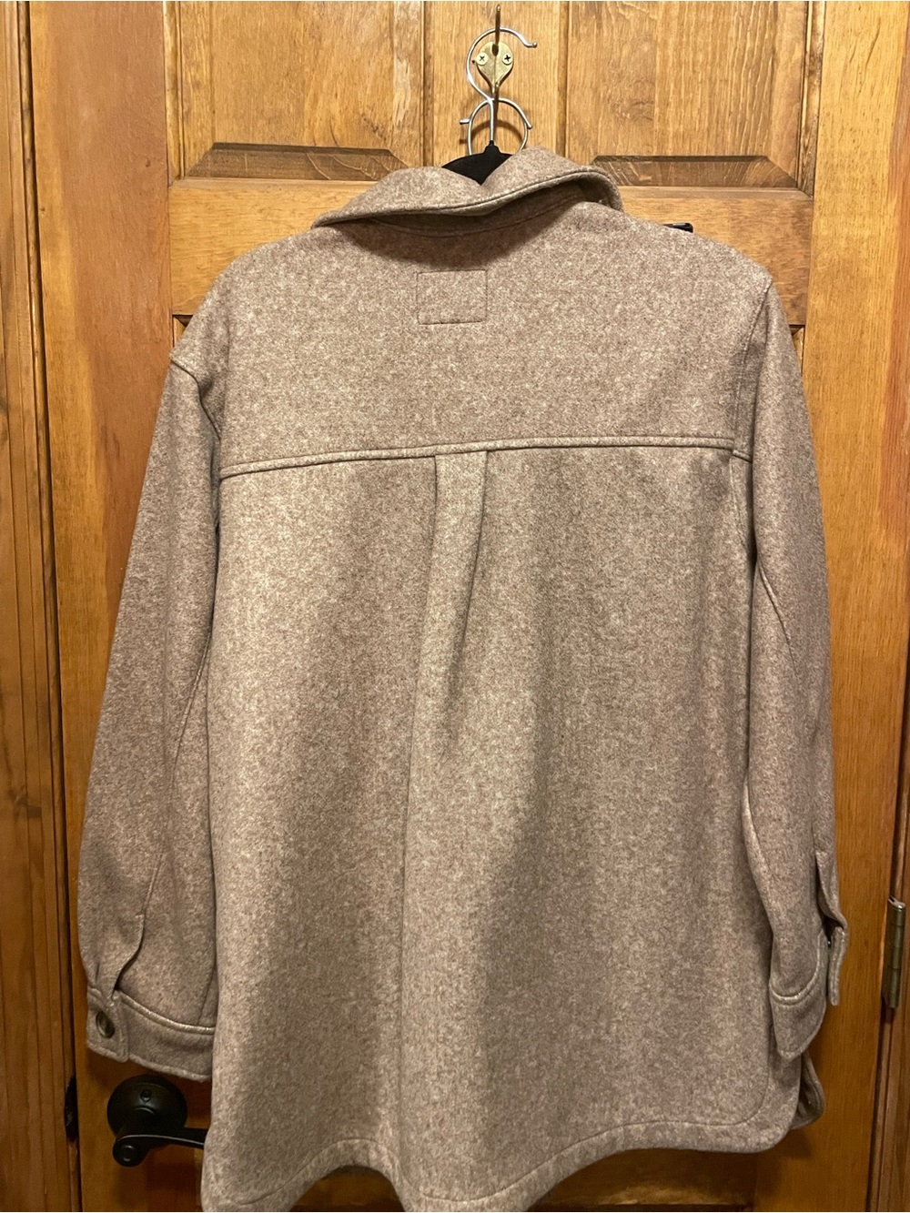 Old Navy Women's Taupe Button-Down Wool-Blend Shirt Jacket
